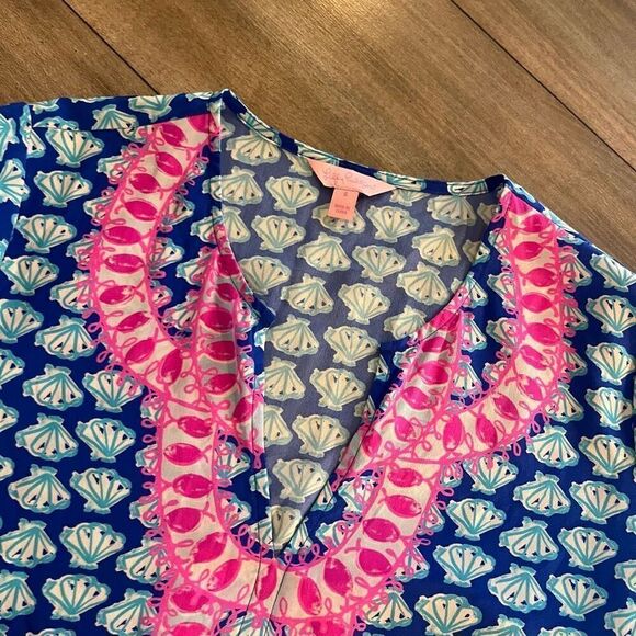 Lilly Pulitzer Blue Pattern Blouse Women Small - Picture 2 of 6